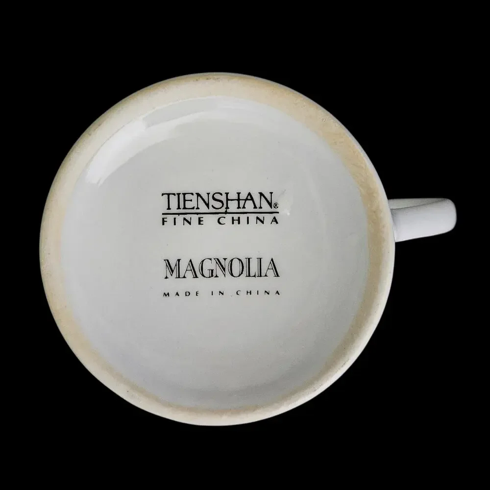 Tienshan Magnolia Fine China Coffee Tea Cups Set of 3 Floral Gold Trim